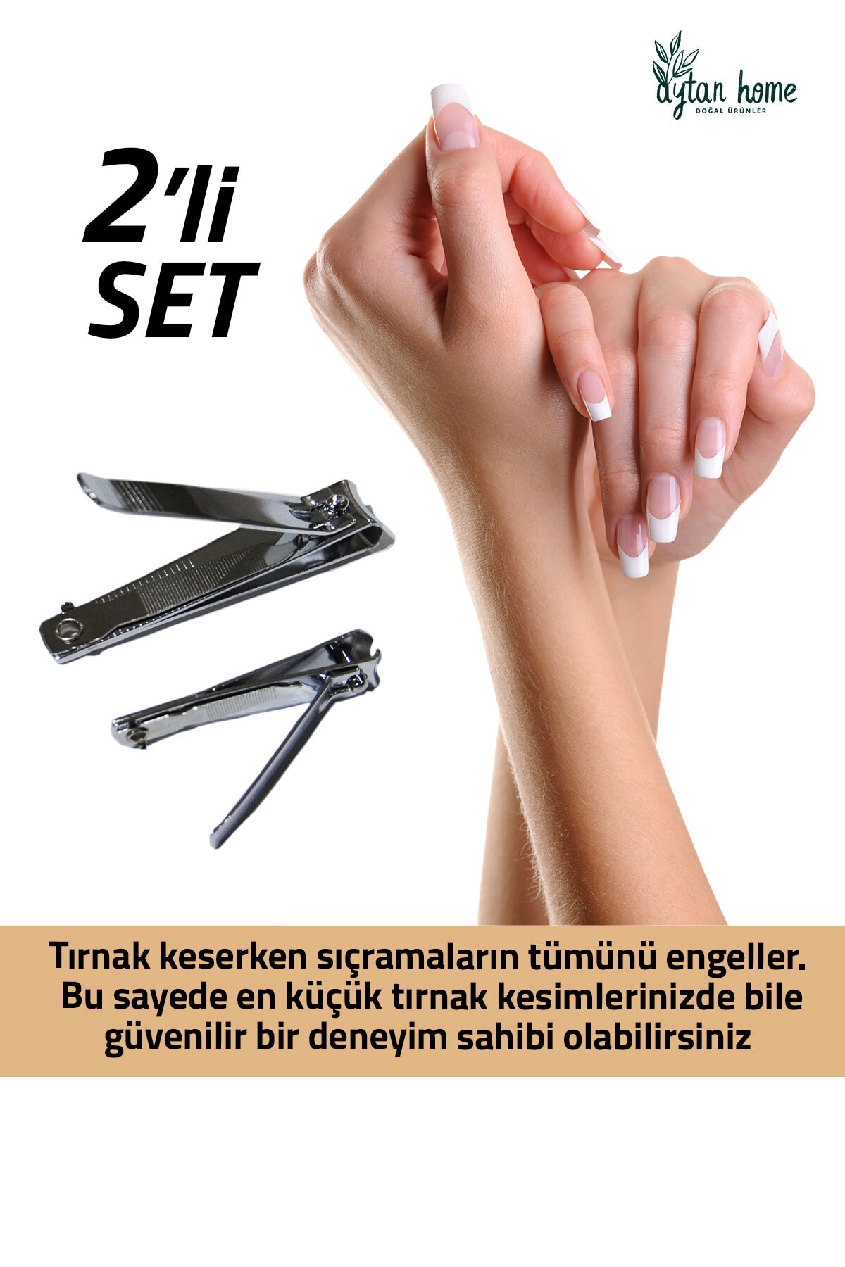 (2 Adet) %100 Çelik Tırnak Makası (2 Boy, Paslanmaz Manikür Pedikür Aletleri)