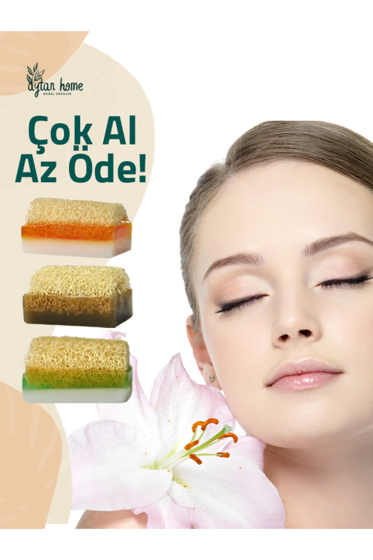 Toptan Doğal Kabak Lifli sabun 3’lü LÜX SET
