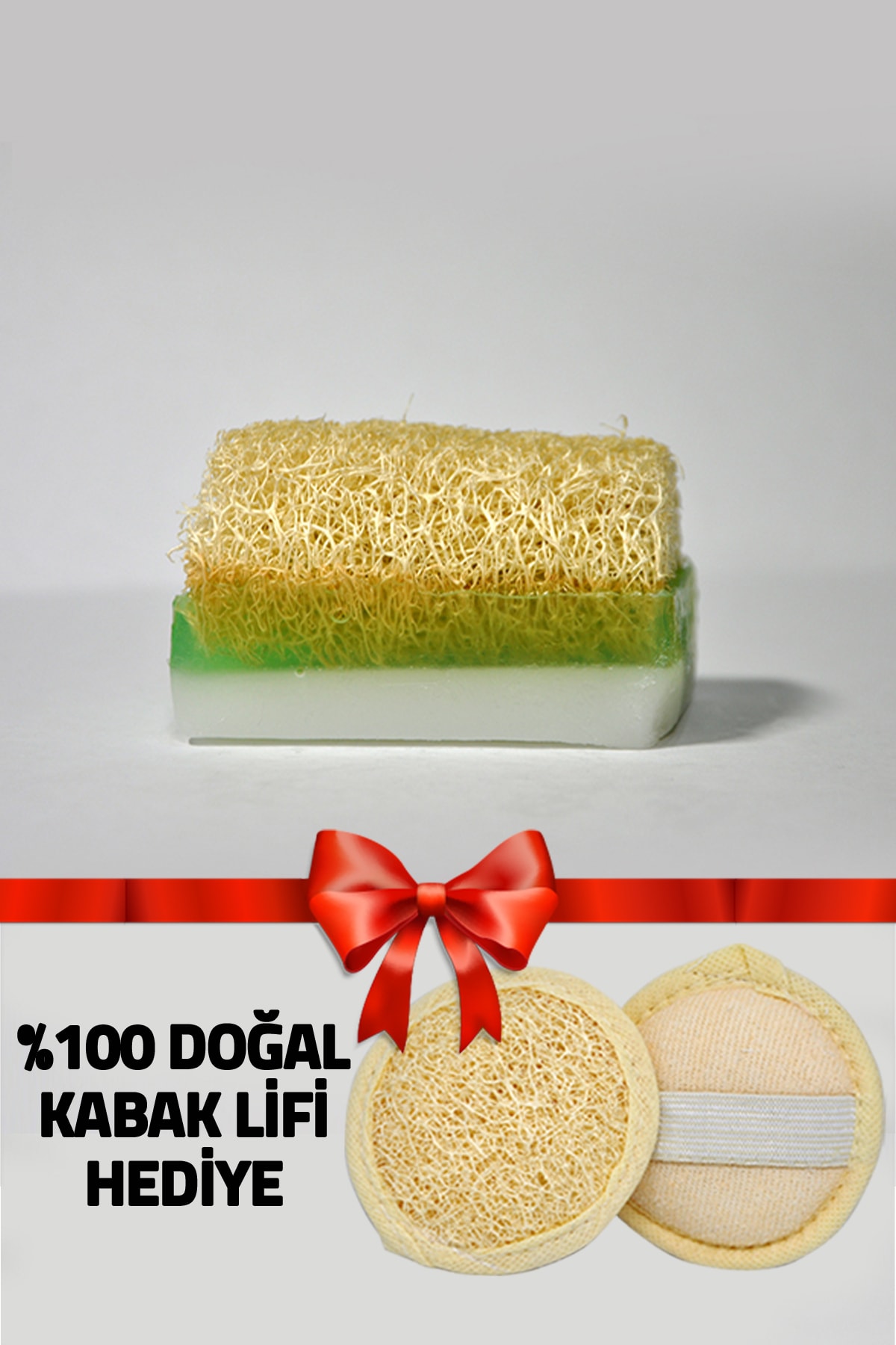 Doğal Kabak Lifli Aloe Veralı & Keçi Sütlü Sabun (yüz Lifi Hediyeli) %100 El Yapımı