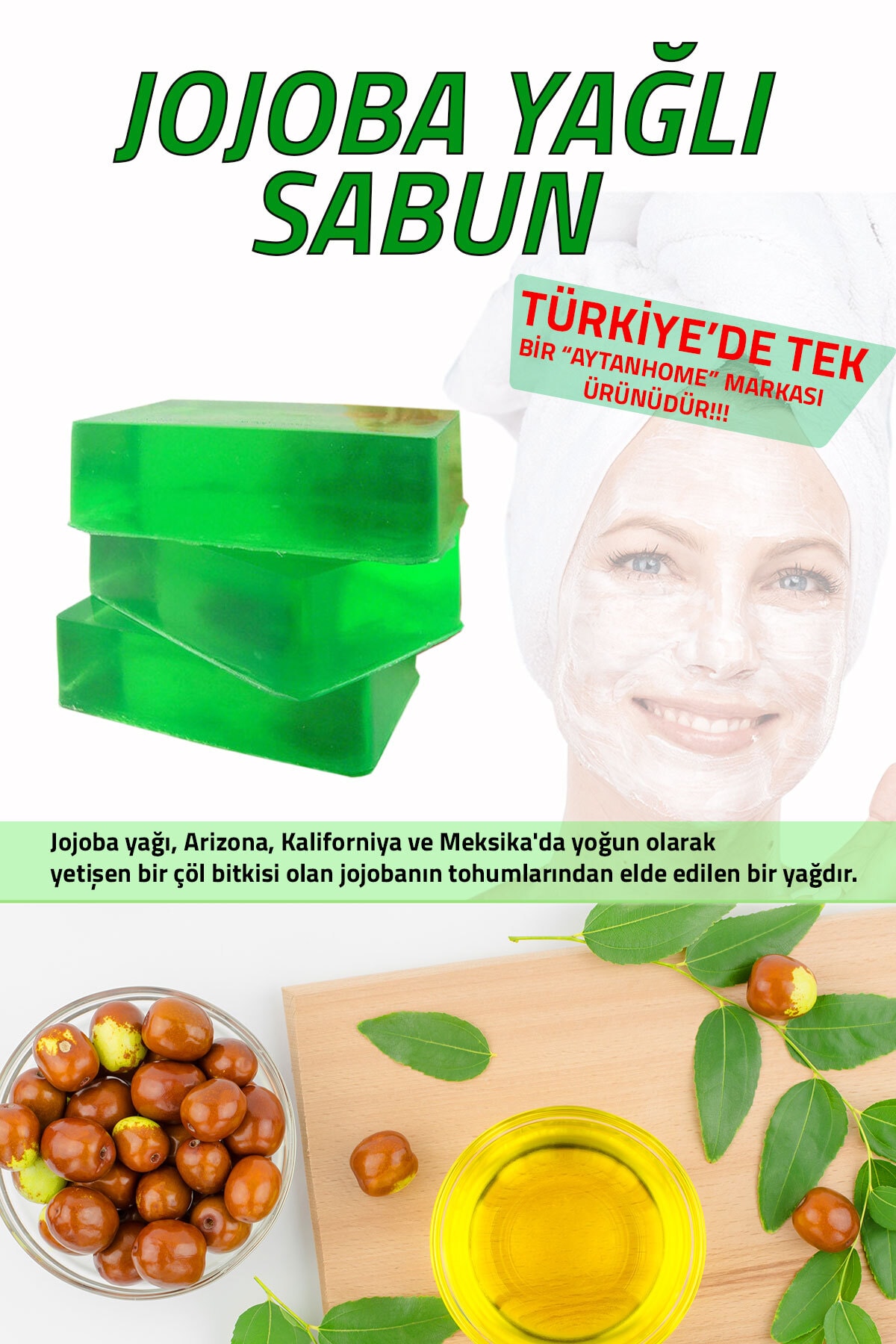Jojoba Yağlı Bitkisel Sabun (SAÇ VE CİLT BAKIM SABUNU, SAÇ DÖKÜLMESİNE KARŞI JOJOBA YAĞI)