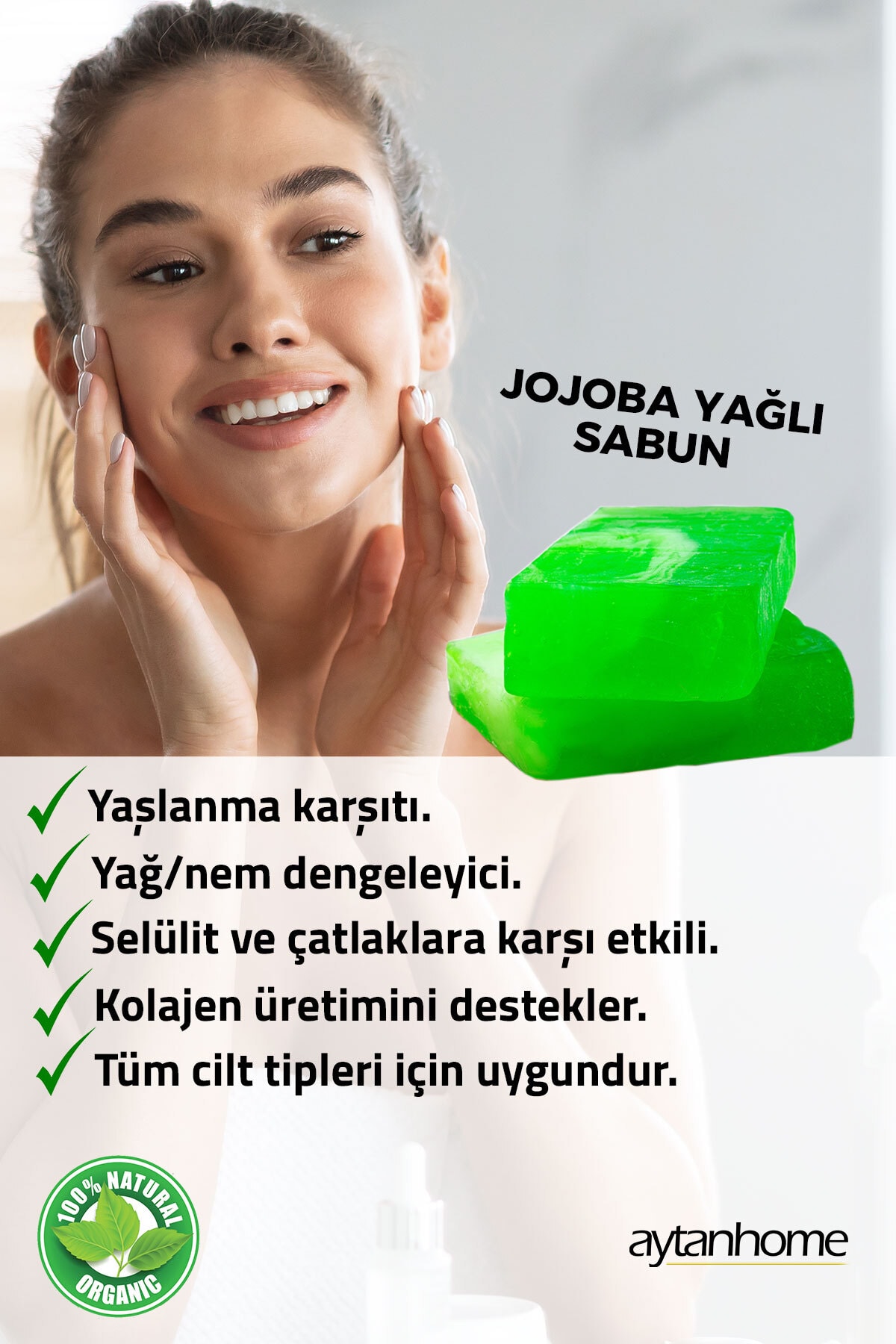 Jojoba Yağlı Bitkisel Sabun (SAÇ VE CİLT BAKIM SABUNU, SAÇ DÖKÜLMESİNE KARŞI JOJOBA YAĞI)