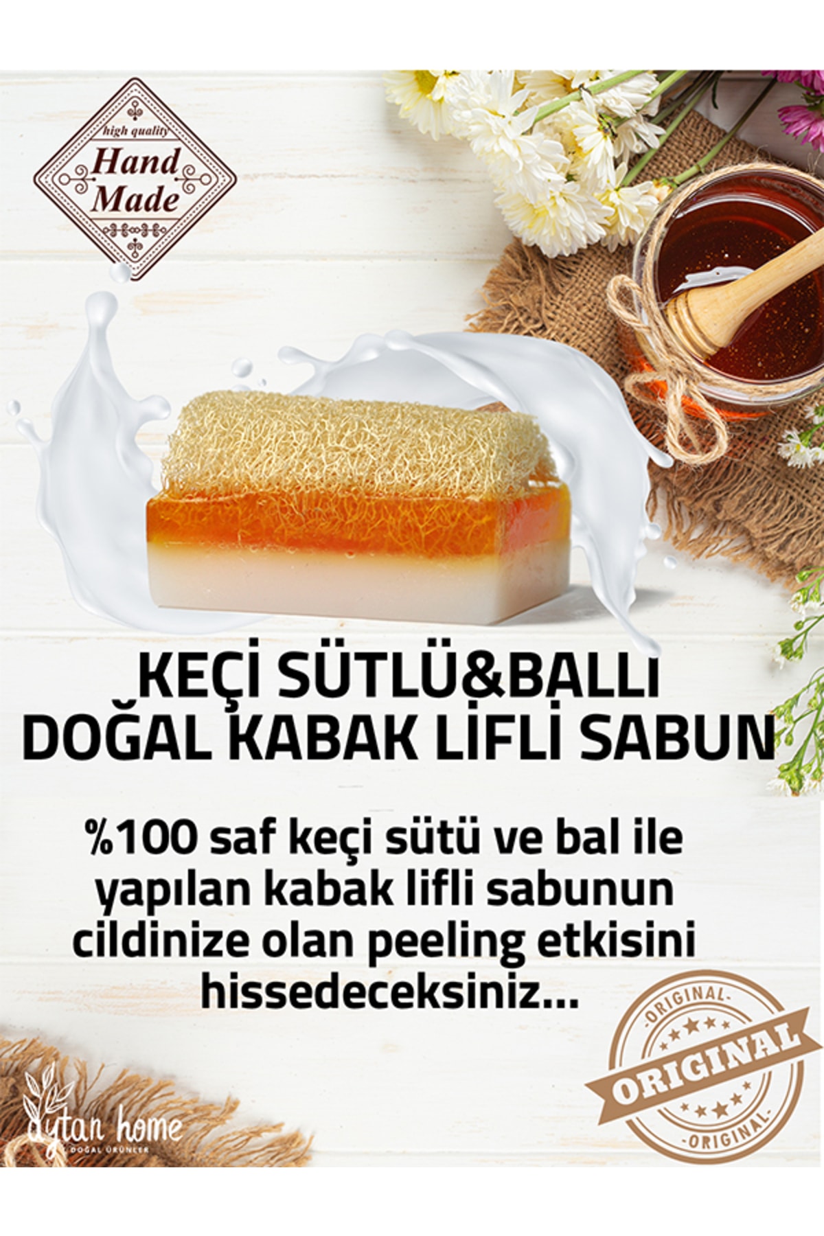 Toptan Doğal Kabak Lifli Ballı Keçi Sütlü Sabun 