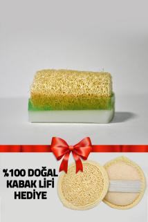 Doğal Kabak Lifli Aloe Veralı & Keçi Sütlü Sabun (yüz Lifi Hediyeli) %100 El Yapımı