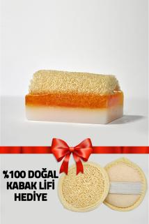 Toptan Kabak Lifli Ballı Keçi Sütlü Sabun+Yüz Lifi